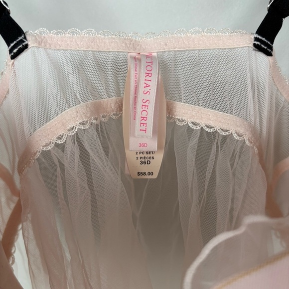 Victoria's Secret Pink and Black Chemise with Lace Detail 36D/M - Picture 2 of 10